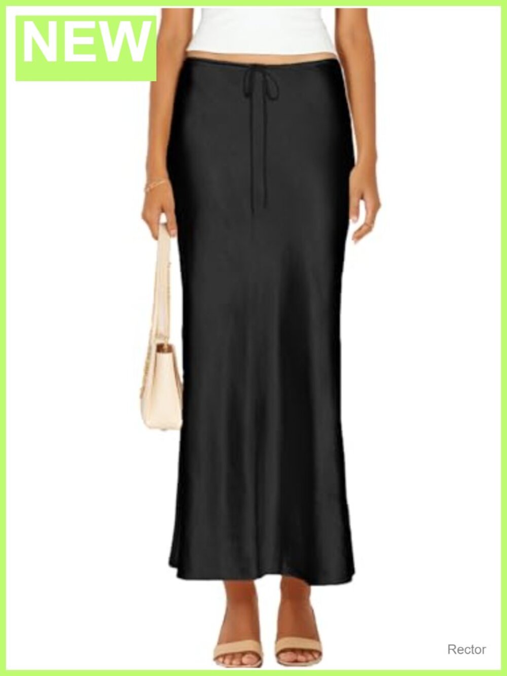 Satin Silk Maxi Skirt Drawstring A-Line Flowy Long Skirt